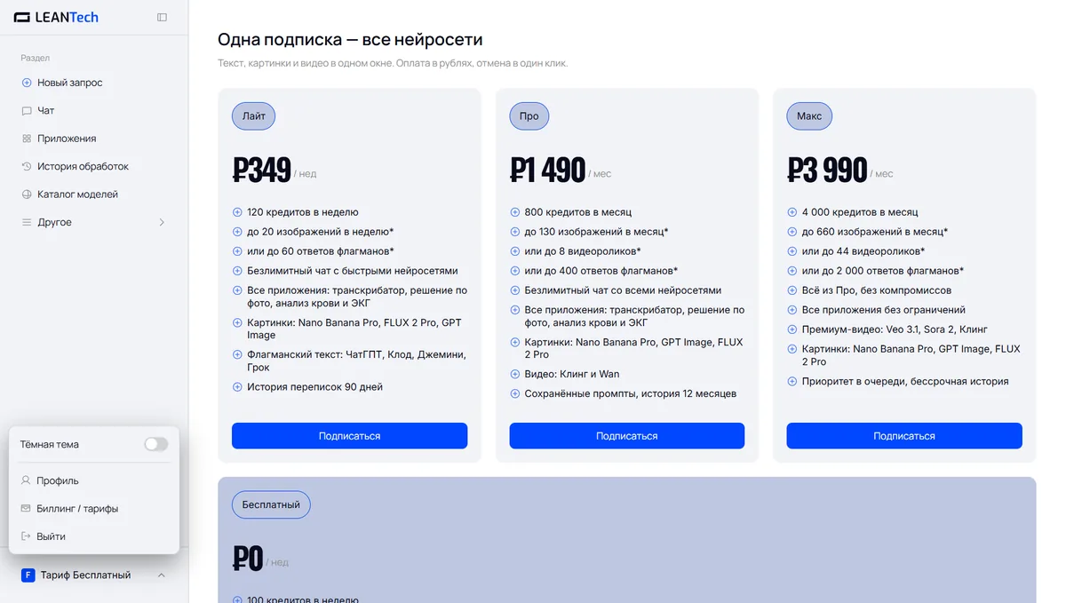 Оплата Rave AI картой РФ